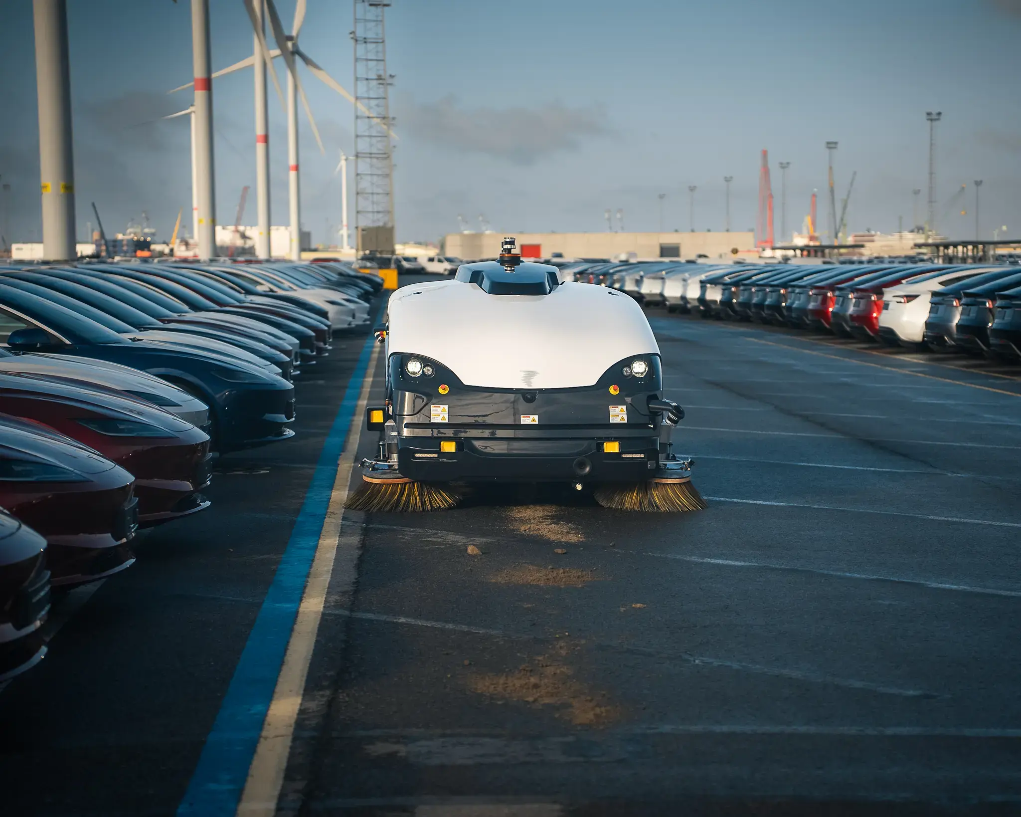 Trombia autonomous sweeper cleaning outside.